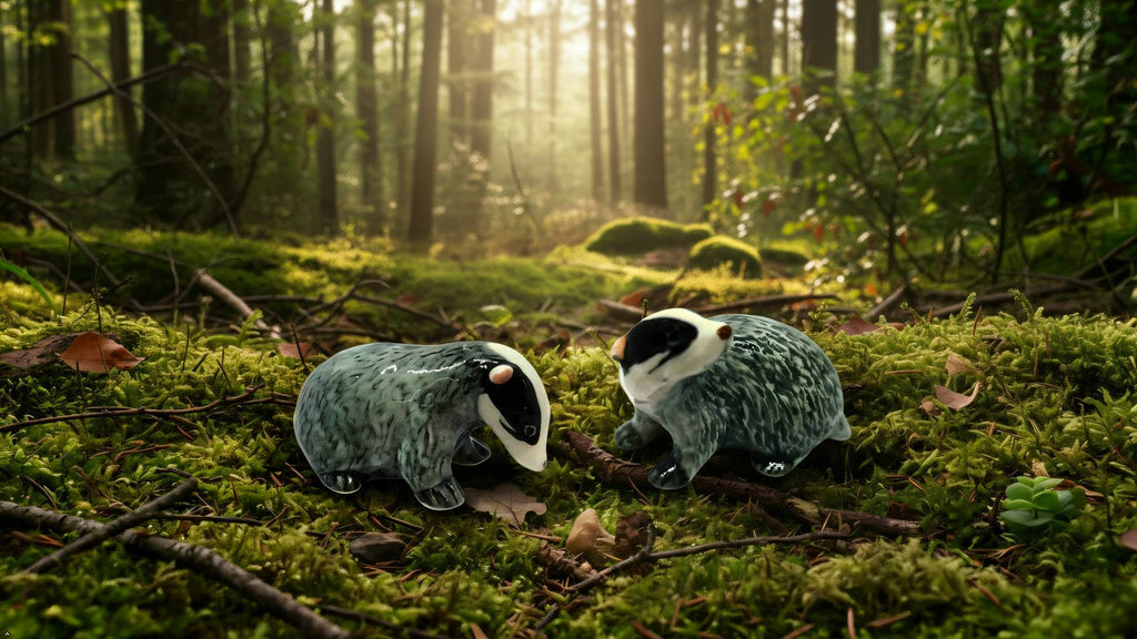 Tiny Ceramic Badger Figurine Craft Miniature Collectible Porcelain Animal Zoo