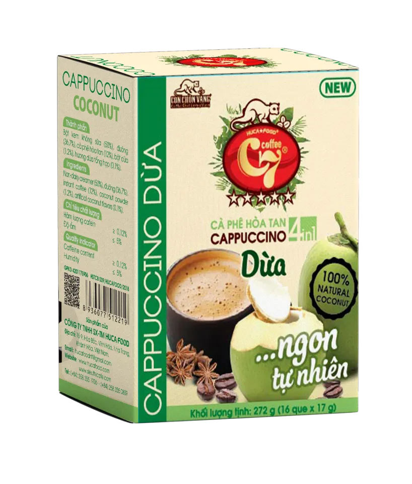 Huca Food - Instant Coffee 4 in 1 Cocconou Cappuccino 850g & 272g ( 17g/stick)