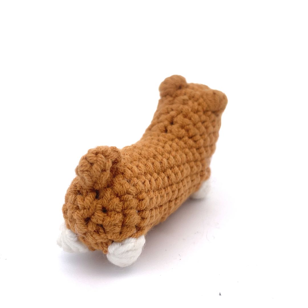 Cute Mini Corgi Dog Handmade Amigurumi Stuffed Toy Knit Crochet Doll VAC