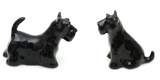 Handmade Miniatures Ceramic Sitting & Standing Scottish Terrier Figurine Animals Decor Collection