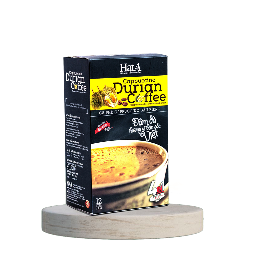 Hat A-Cappuccino Coffee 3 Flavours Durian, Coconut, Hazelnut Honey 12Stick x 18g