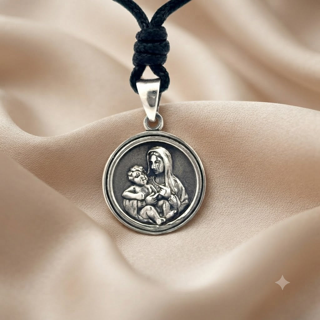 Virgin Mary Handmade 92.5 Sterling Silver Brass Charm Necklace Pendant Jewelry
