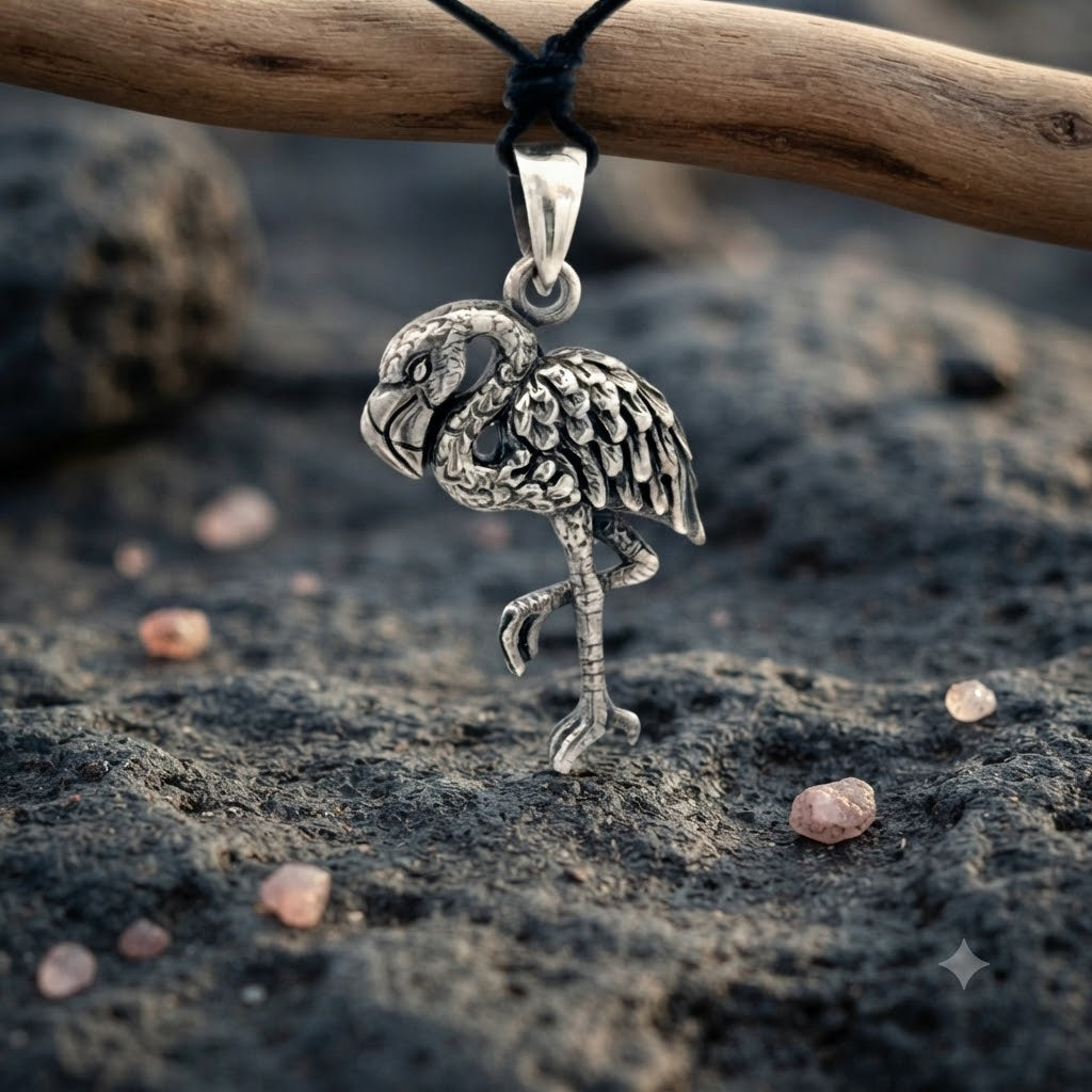 Flamingo 92.5 Sterling Silver Gold Brass Necklace Pendant Jewelry