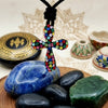Cross multi color 92.5 Sterling Silver Necklace Pendant Jewelry.