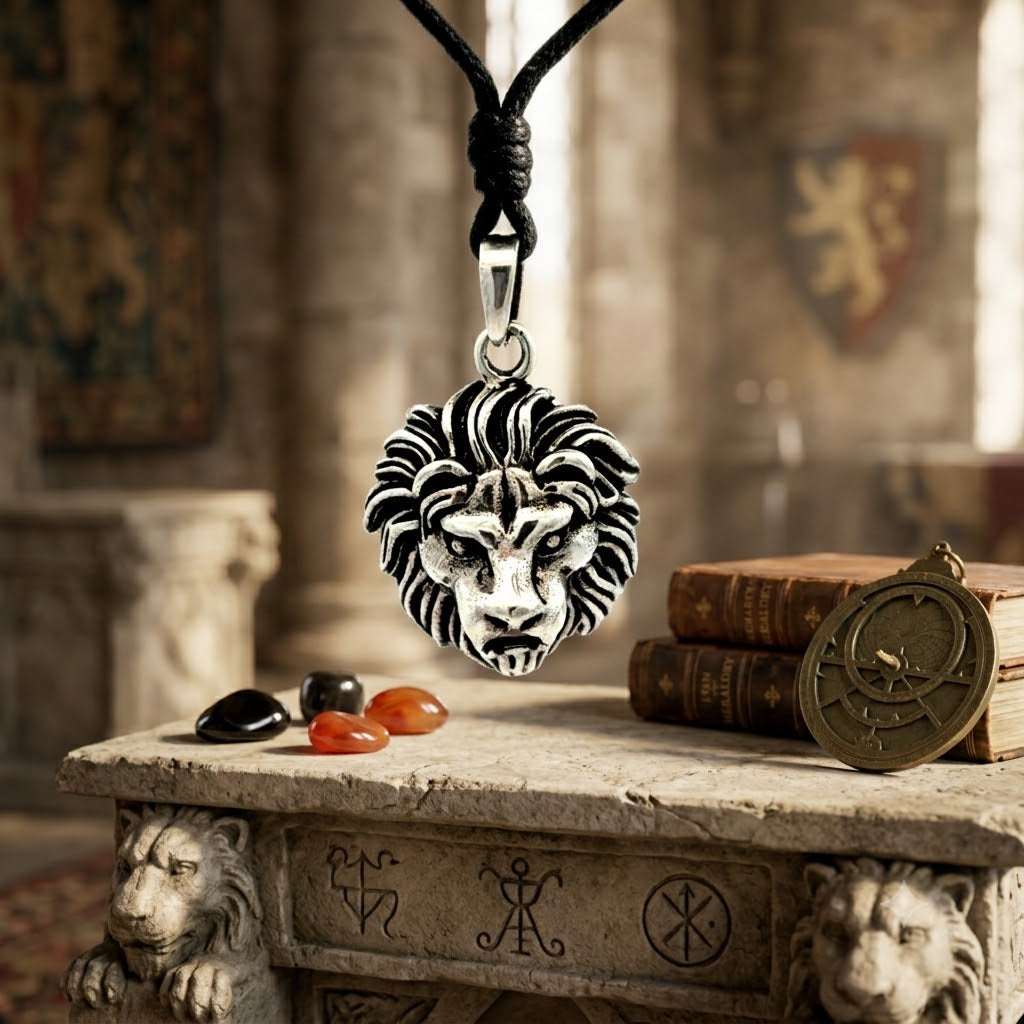 Lion Head 92.5 Sterling Silver Gold Brass Charm Necklace Pendant Jewelry