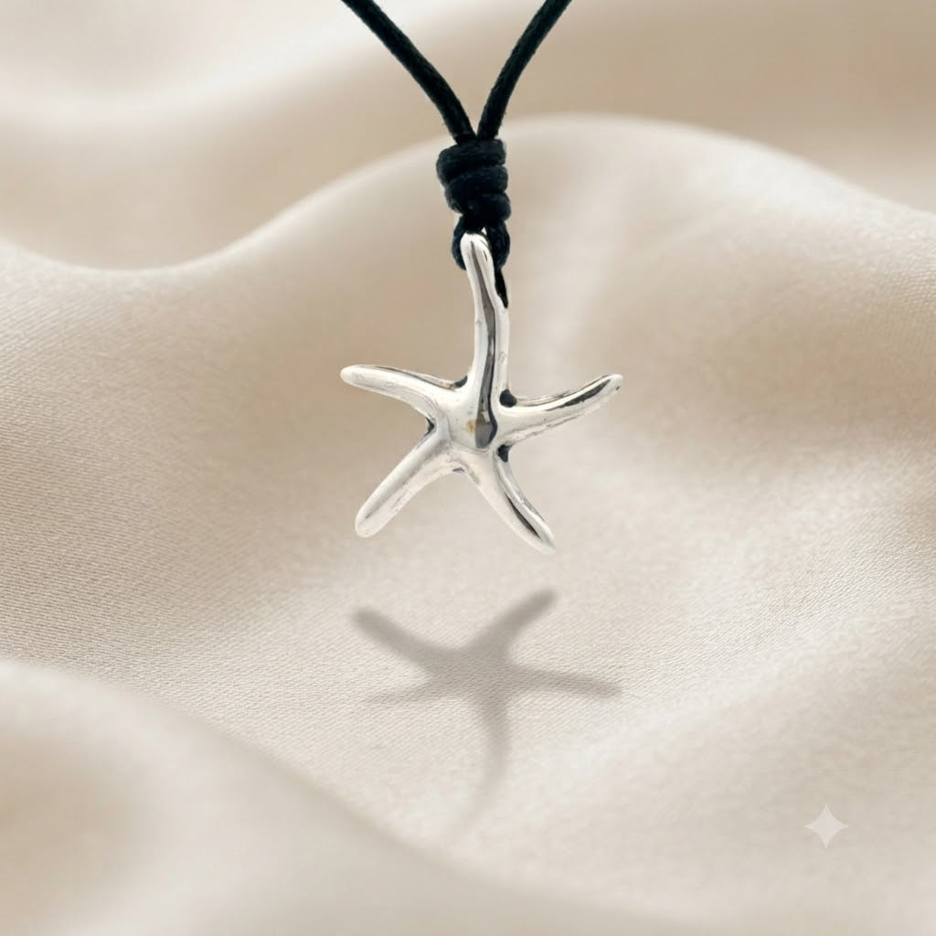 Cute Starfish  92.5 Sterling Silver Charm Necklace Pendant Jewelry