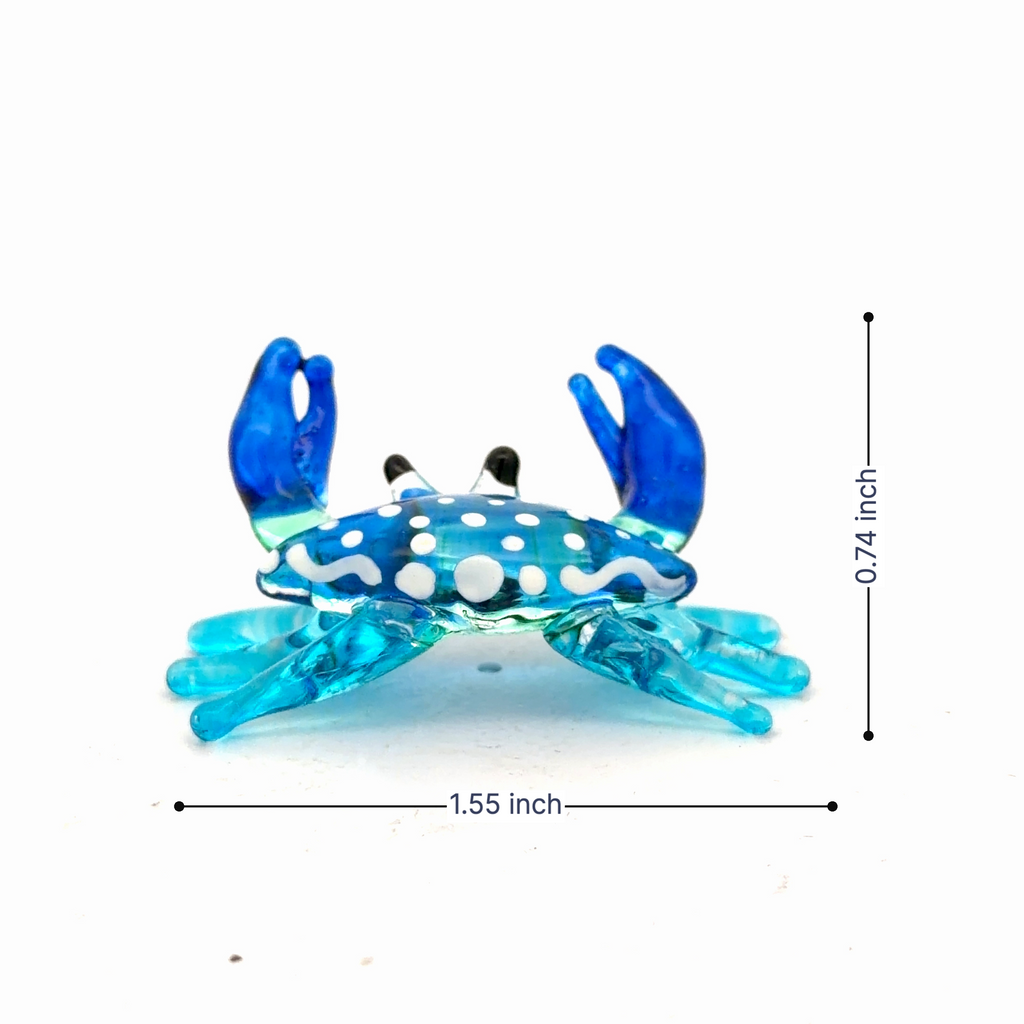 Colorful Blown Glass Crab Figurine Ocean Inspired Miniature Coastal Decor