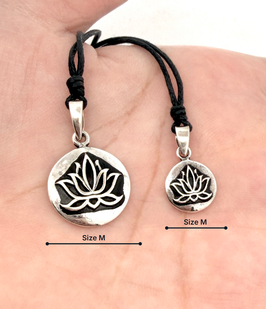 Lotus 92.5 Sterling Silver Pewter Brass Round Charm Necklace Pendant Jewelry