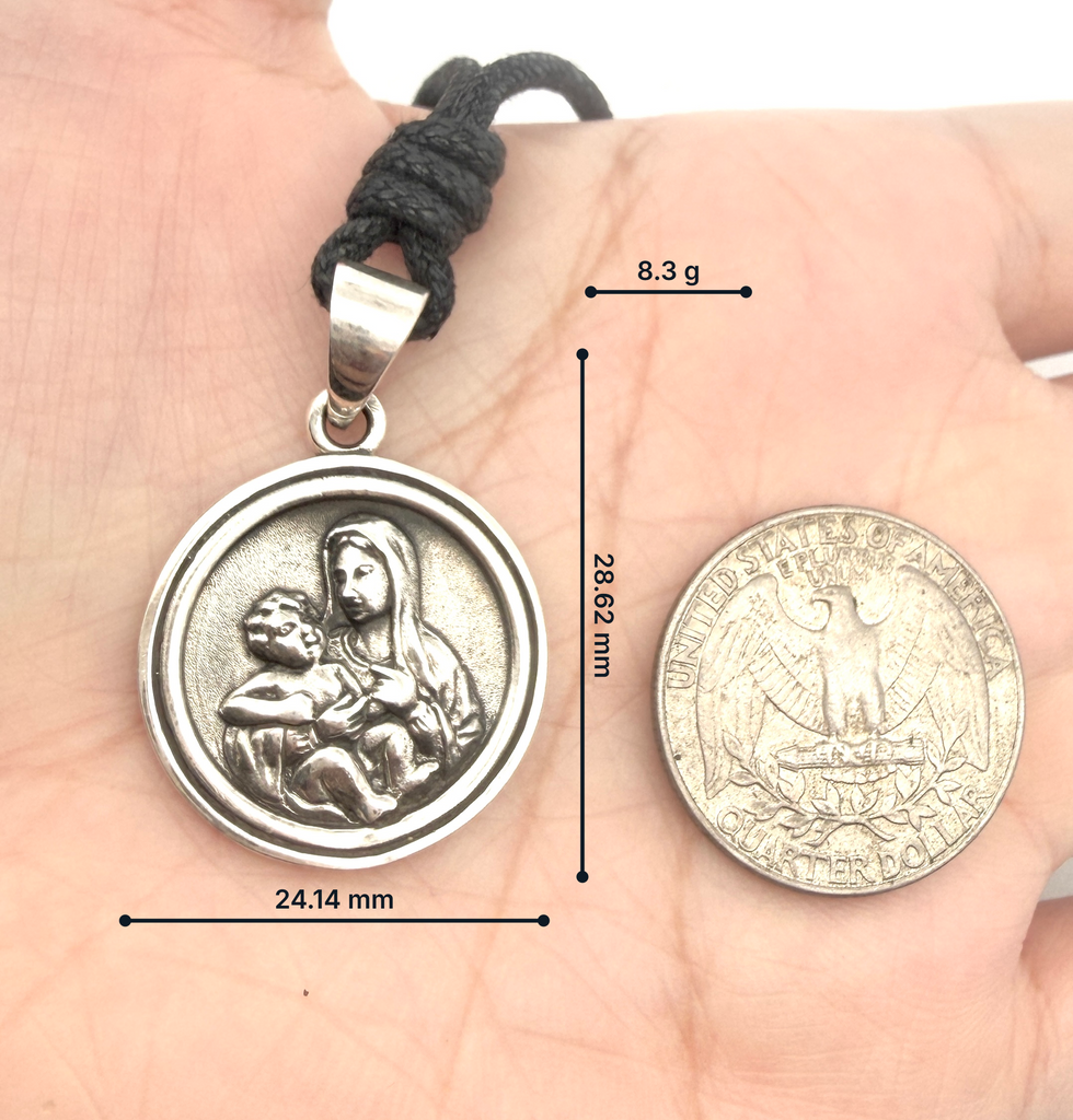Virgin Mary Handmade 92.5 Sterling Silver Brass Charm Necklace Pendant Jewelry
