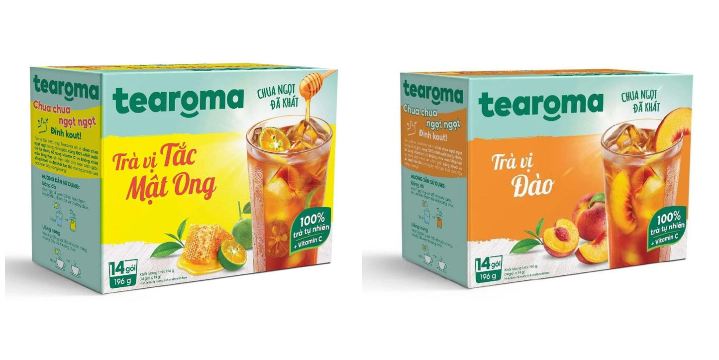 TEAROMA Peach & Honey Calamansi Flavoured Tea 196g (14 Pcs x 14g)