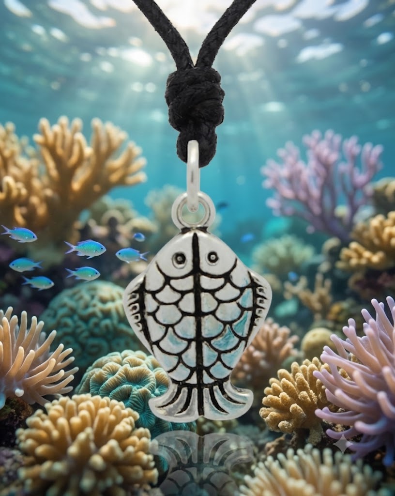 Fish Couple 92.5 Sterling Silver Gold Brass Charm Necklace Pendant Jewelry