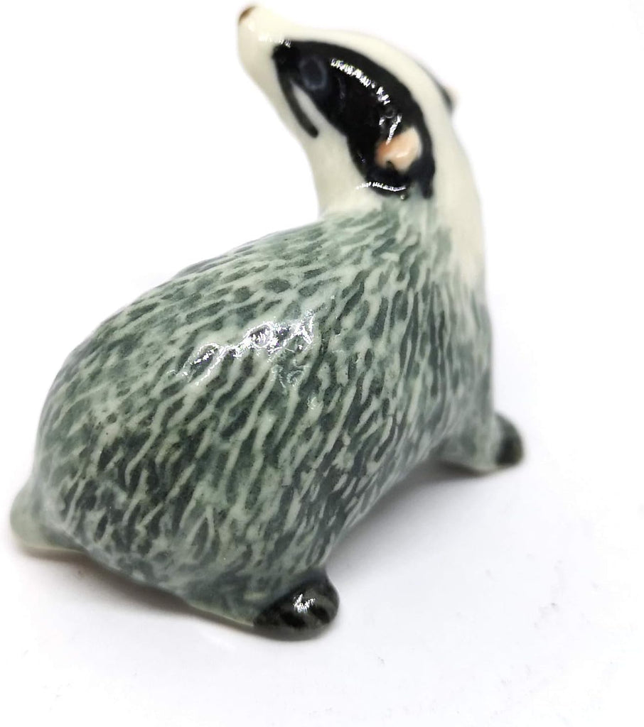 Tiny Ceramic Badger Figurine Craft Miniature Collectible Porcelain Animal Zoo