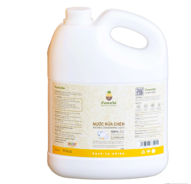 Fuwa3e 100% Pure Organic Enzyme Dishwashing Liquid - Safe For Babies, Protects Hands.