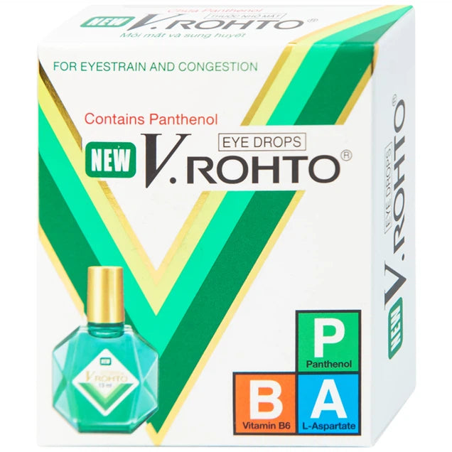 NEW V.Rohto Eye Relief Drops for Eyestrain, Congestion, Redness & Fatigue 13ml