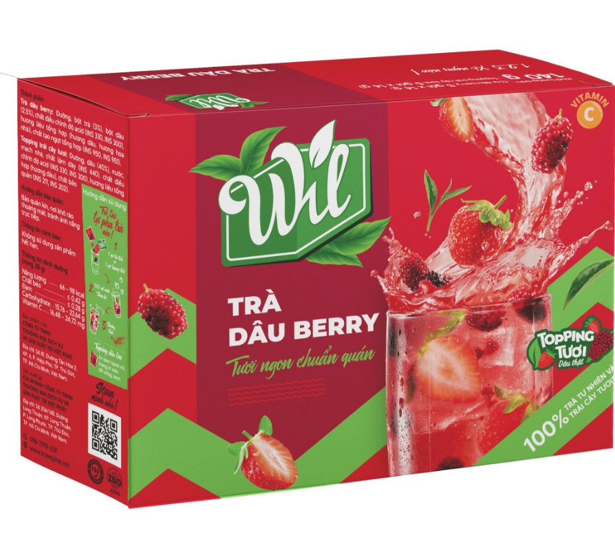 Wil Tea Strawberry Berry Tea With Real Topping 140g Trà Dâu Berry