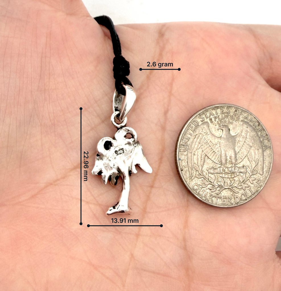 Mini Coconut Tree Sterling Silver Pewter Gold Brass Necklace Pendant Jewelry