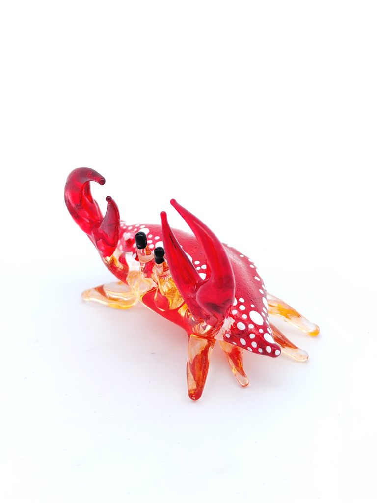 Glass Crab Figurine Red Hand Blown Painted Art Miniature Coastal Style Gift Home Decoration,1.7 x 2.5 x 1.4 inches.