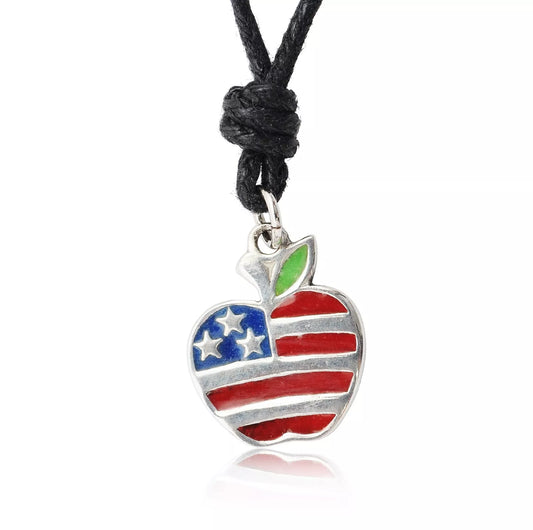 Apple Silver Pewter Charm Necklace Pendant Jewelry