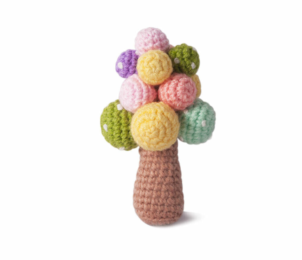 Rainbow Tree and Birds Handmade Amigurumi Stuffed Toy Knit Crochet Doll VAC