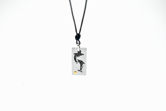 Couple Dolphin Stainless Steel & 18K Gold Necklace Pendant Jewelry