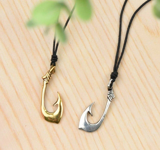 Maori Fishing Hook Sterling Silver /Pewter / Gold Brass Necklace Pendant Jewelry