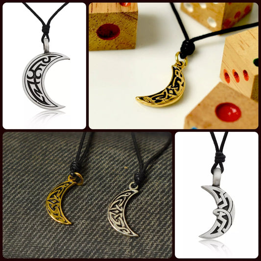 Celtic Moon Handmade 92.5 Sterling Silver Brass Necklace Pendant Jewelry