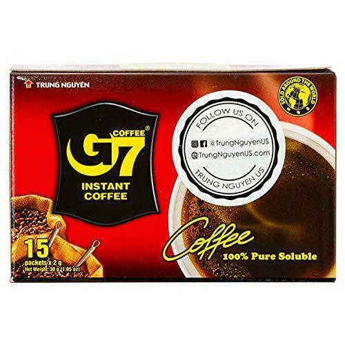 Trung Nguyen G7 Pure Black Instant Coffee - 15 Bags= 30 Grams Vietnamese Coffee