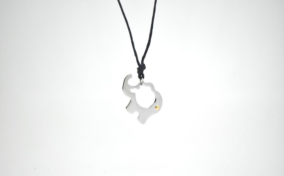 Cute Abstract Elephant Stainless Steel & 18K Gold Necklace Pendant Jewelry
