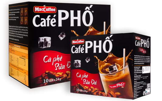 Cafe Pho Vietnamese 3in1 Instant Coffee Mix, Iced Milk, Black, Nha Lam Coffee, Gold 3 in 1