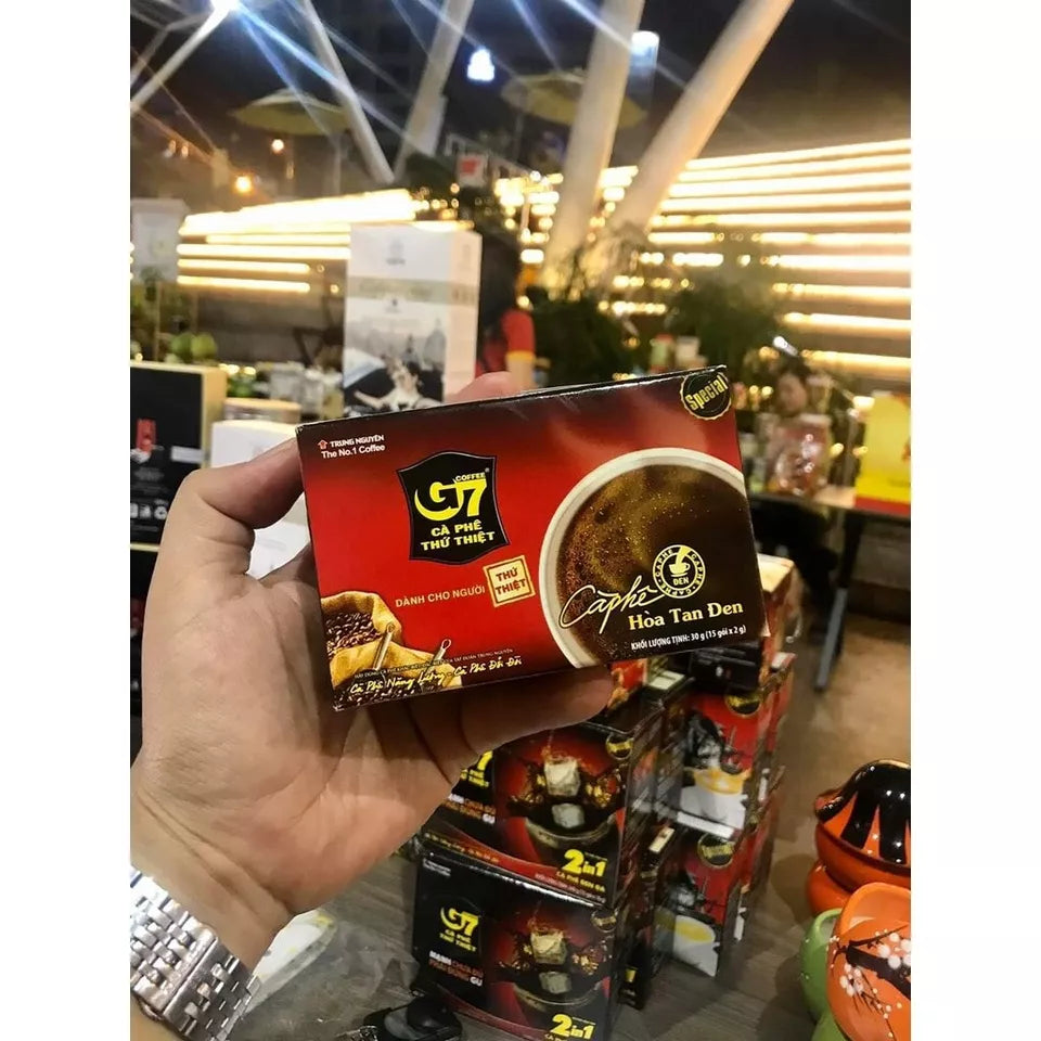 Trung Nguyen G7 Instant Pure Black Coffee - 15 Bags x 2g/ 50 Bags x 2g Grams VietsWay Seller