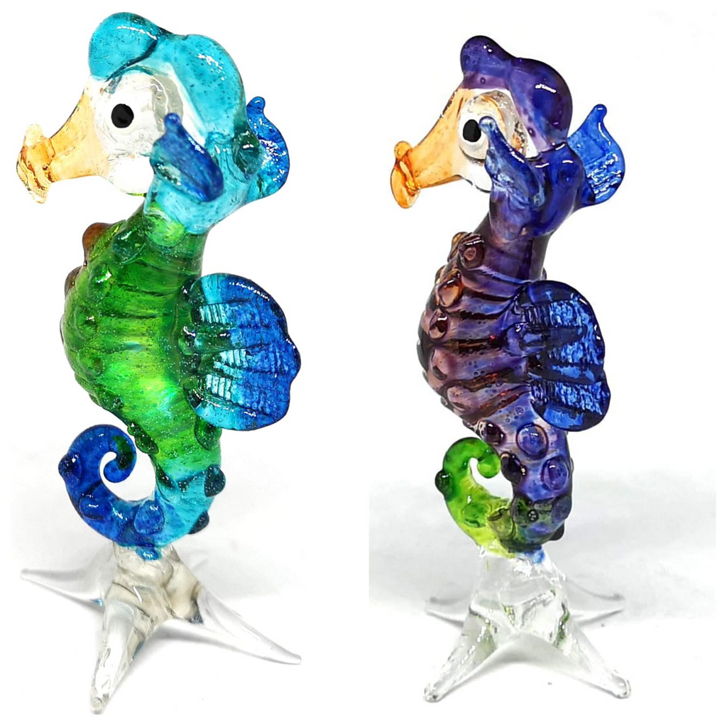 Coastal Blown Glass Figurine Seahorse Aquarium Home Decor Marine Life Spirit Animal Totem