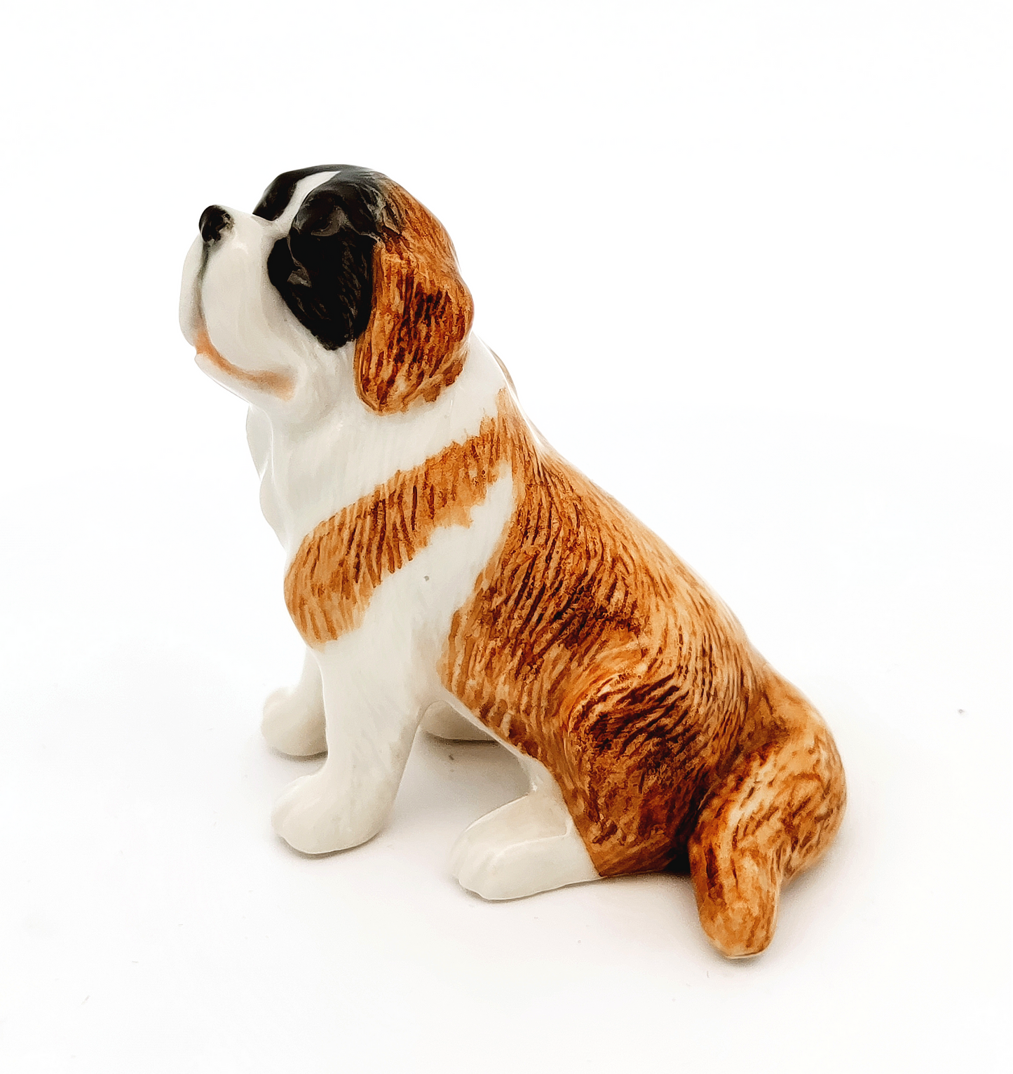 Saint Bernard Dog Ceramic Figurine Hand Painted Porcelain Gift Collectible DecorHandmade Miniatures Cerami Figurine Animals Decor Collection