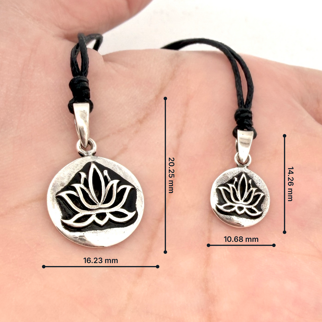 Lotus 92.5 Sterling Silver Pewter Brass Round Charm Necklace Pendant Jewelry