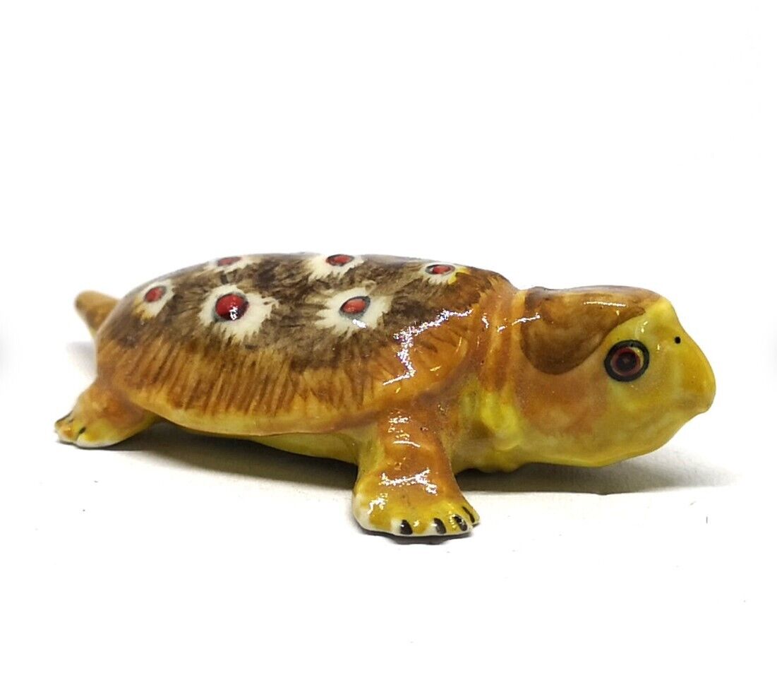 Painted Turtle Logger Head Tourtise Ceramic Miniature Figurine Porcelain Animal