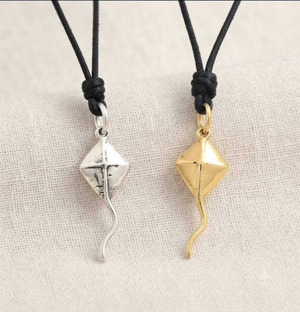 Kite Flyer Brass Charm Sterling Silver Pewter Necklace Pendant Jewelry