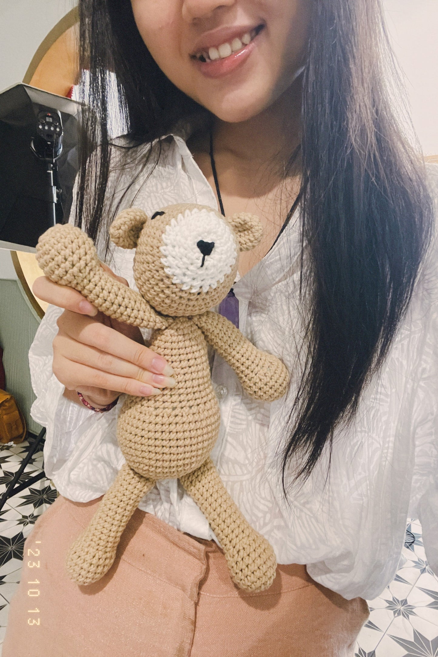 Brown Wild Bear Handmade Amigurumi Stuffed Toy Knit Crochet Doll VAC
