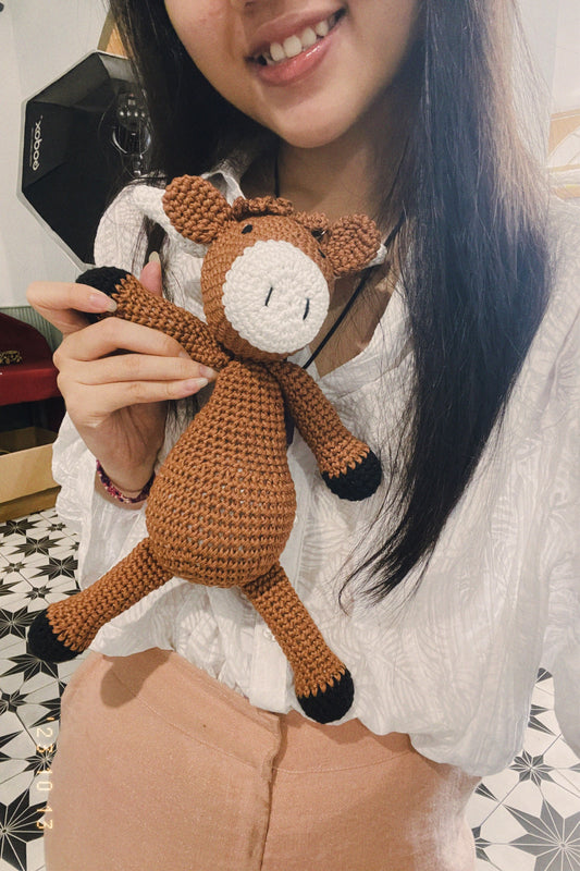 Brown Cow Handmade Amigurumi Stuffed Toy Knit Crochet Doll VAC
