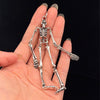 925 Sterling Moving Skeleton Dangling Pendant & Necklace Handmade Skull Jewelry