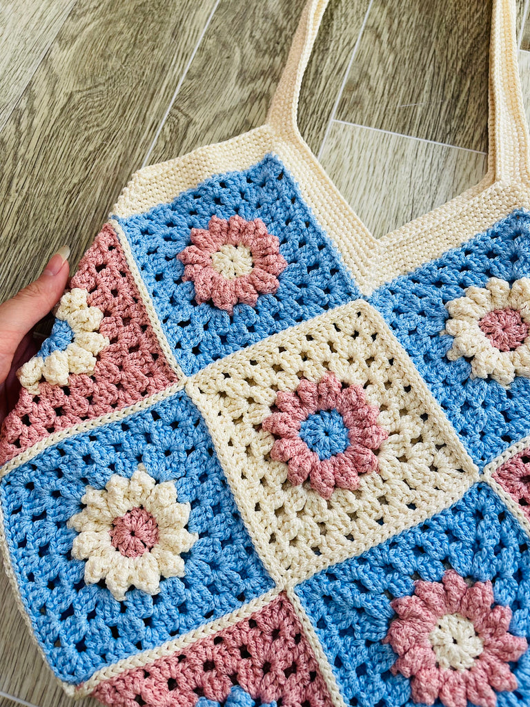Round Crochet Bag NATURAL Flower Vintage Vibe Different Color NEW ASIA