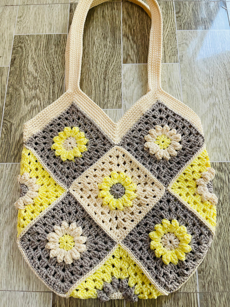 Round Crochet Bag NATURAL Flower Vintage Vibe Different Color NEW ASIA