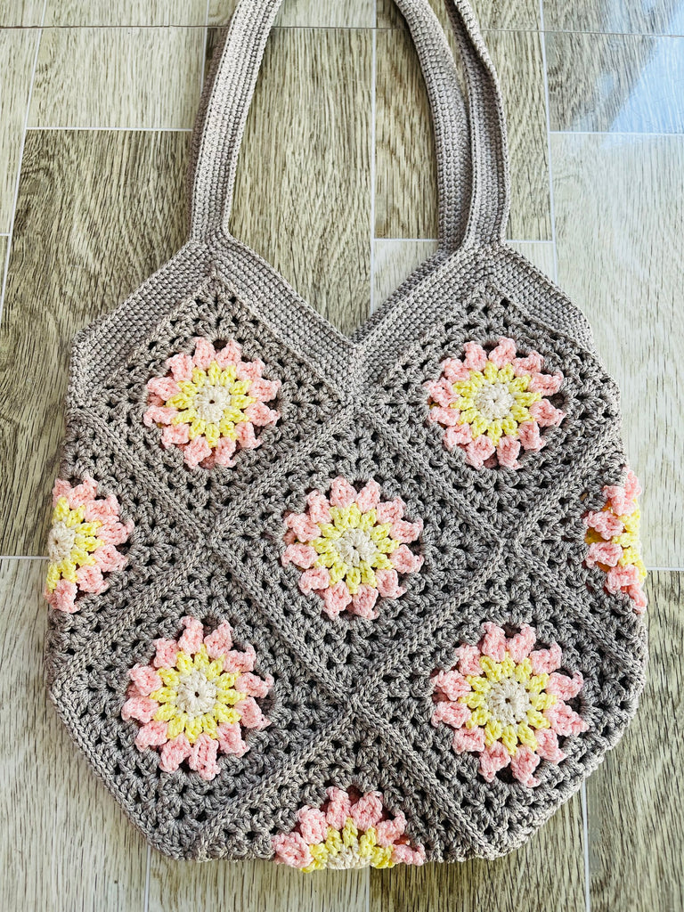 Round Crochet Bag NATURAL Flower Vintage Vibe Different Color NEW ASIA