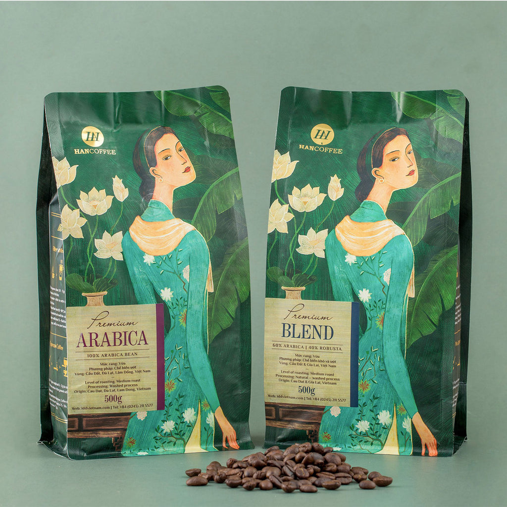 Whole Coffee Beans Drip Styled Vietnamese Robusta, Arabica, & Blended 500 grams by HanCoffee