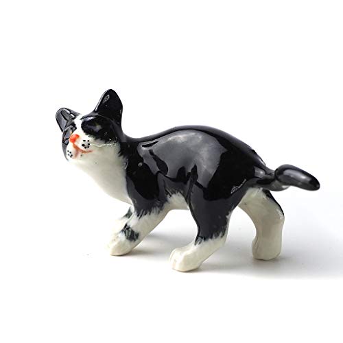 Black Cat Figurine Ceramic Animal Miniature Handcrafted Kitten Gift Decor DIY Craft Design Collectible