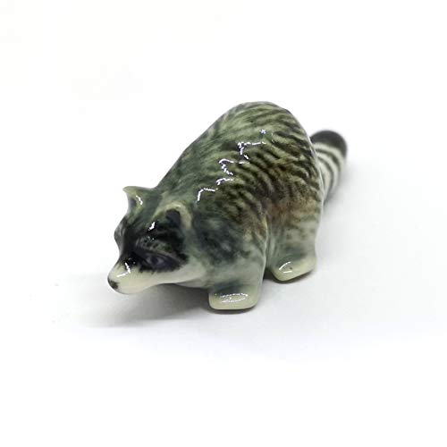 Ceramic Raccoon Figurine Wildlife Animal Hand Painted Porcelain Collectible Decor