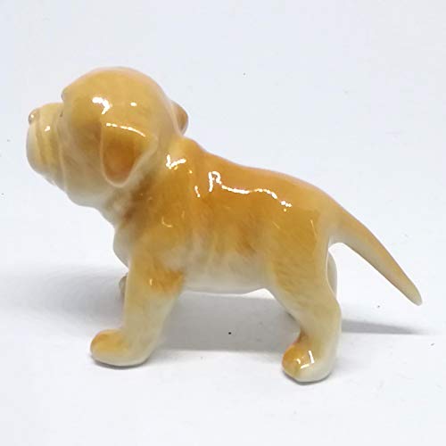 Cute Pitbull Dog Figurine Brown Ceramic Animals Hand Painted Home Decor
