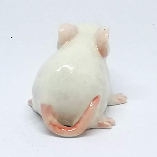 Ceramic Mouse Rat Figurine White Animal Hand Painted Porcelain Collectible Decor