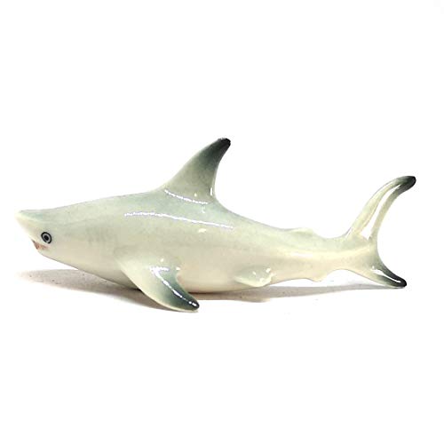 Shark Figurine Ceramic Fish Hand Paint Miniature Craft Collectible