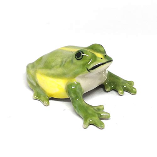 Ceramic Green Frog Figurine Miniatures Craft Collectible Garden Decoration Prop