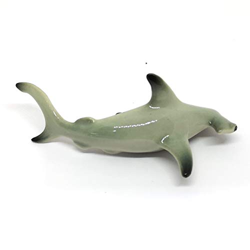 Hammerhead Shark Fish Figurine Ceramic Hand Paint Miniature Craft Collectible