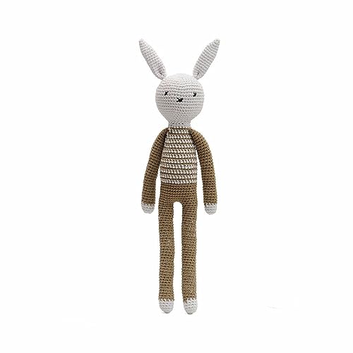 Stripe Pattern Long-legged Animal Handmade Amigurumi Stuffed Crochet Doll VAC (White Rabbit)